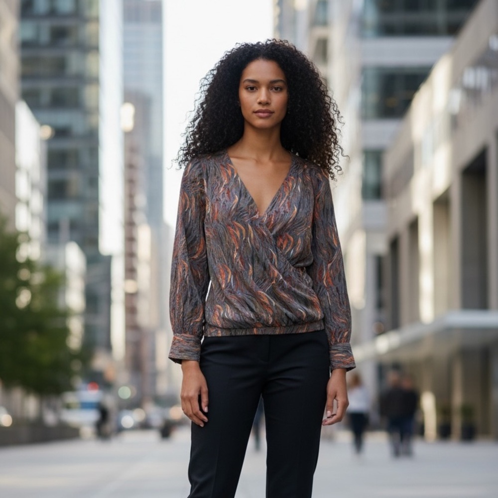 Entro Gray and Orange Women's Blouse